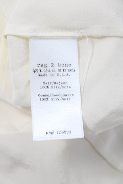 Rag & Bone Women Basic White Silk Square Neck Short Sleeve Blouse Size M