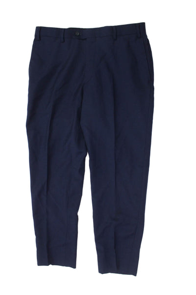 Paolo Vista Boys Wool Zippered Straight Dress Pants Blue Size 18