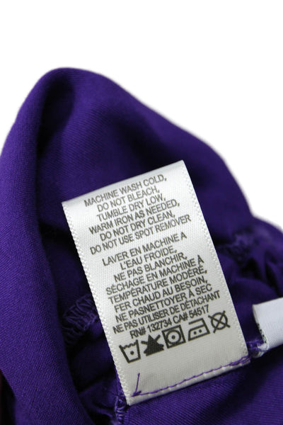 Bella Dahl Women Cropped Collared Button-Up Long Sleeve Purple Top Size M