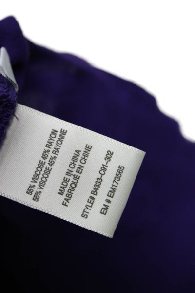 Bella Dahl Women Cropped Collared Button-Up Long Sleeve Purple Top Size M