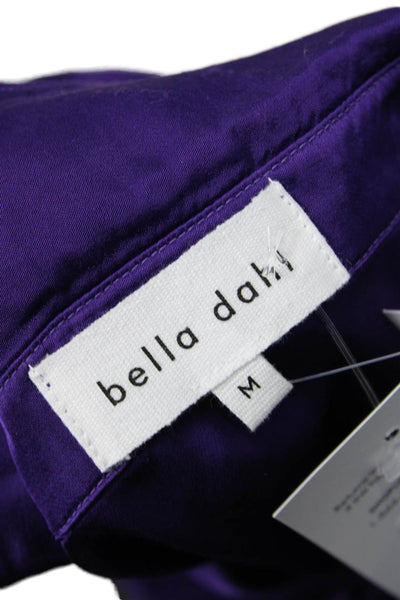 Bella Dahl Women Cropped Collared Button-Up Long Sleeve Purple Top Size M