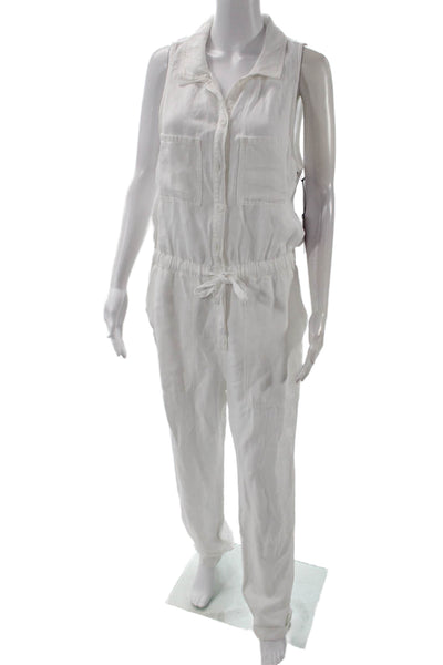 Bella Dahl Women Jumpsuit White Collared Sleeveless Lyocell Linen Size XS