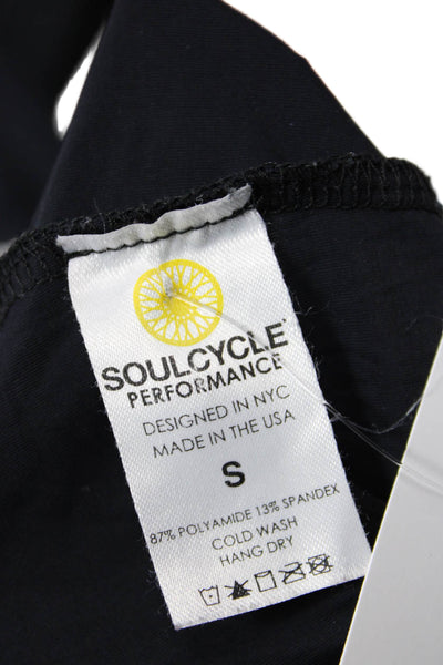 Soul Cycle Women Black Basic Tank Sports Round Neck Graphic Print Size S
