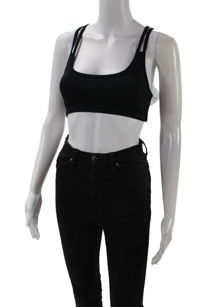 Sweaty Betty Womens Crossed Double Strap Detail  Sports Bra Solid Black Size XS