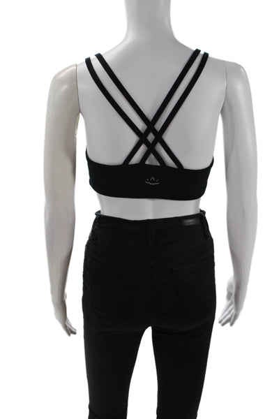 Sweaty Betty Womens Crossed Double Strap Detail  Sports Bra Solid Black Size XS