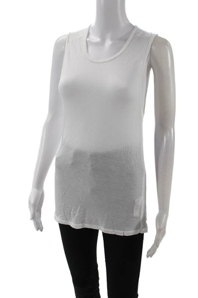 Koral Women Basic Sleeveless Tank White 100% TENCEL Round Neck Size S