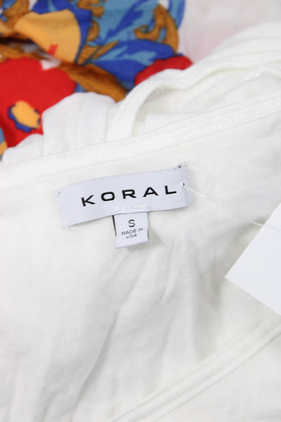 Koral Women Basic Sleeveless Tank White 100% TENCEL Round Neck Size S