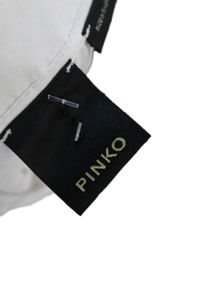 Pinko, Women Cropped Collared Long Sleeve White Designer Blouse Size S