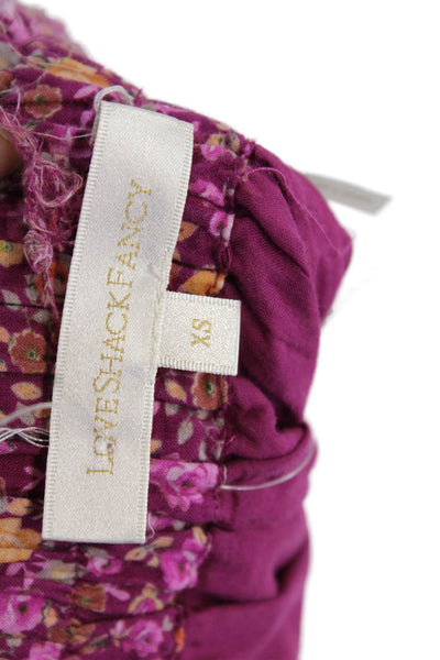 Love Shack Fancy Womens Peasant Mini Skirt Purple Floral 100% Cotton Size XS