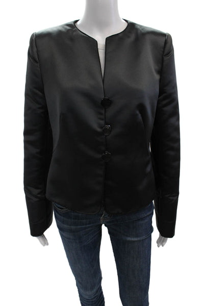 Armani Collezioni Women Black Polyester Blazer Long Sleeve Size 12