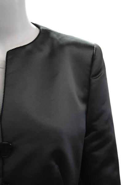 Armani Collezioni Women Black Polyester Blazer Long Sleeve Size 12