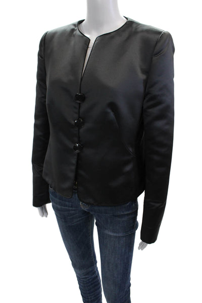 Armani Collezioni Women Black Polyester Blazer Long Sleeve Size 12