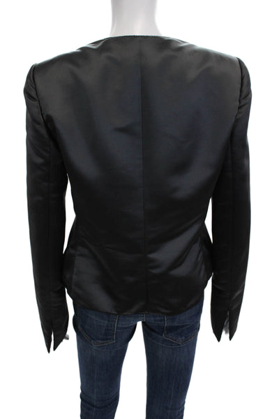 Armani Collezioni Women Black Polyester Blazer Long Sleeve Size 12