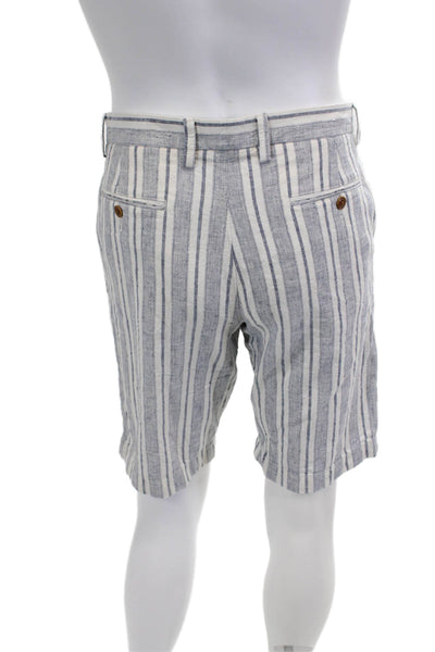 J Crew Mens Chino Shorts Gray Striped Linen Cotton Size 30W