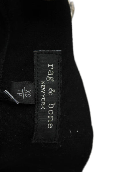 Rag & Bone Women Cropped Pants Black Viscose Blend Button Size XS Petite