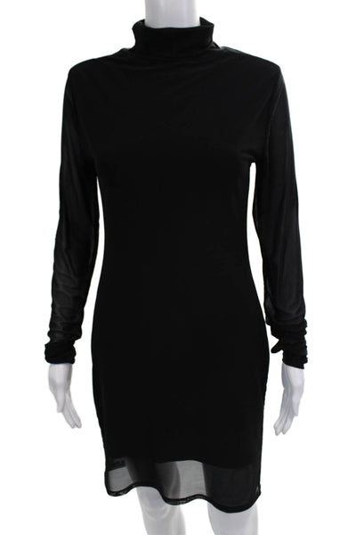 AFRM Women Bodycon Mini Dress Black Long Sleeve Mock Neck Size M