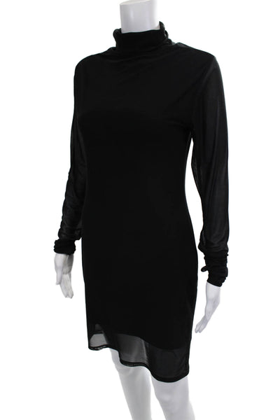 AFRM Women Bodycon Mini Dress Black Long Sleeve Mock Neck Size M