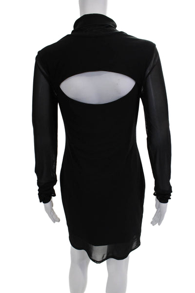 AFRM Women Bodycon Mini Dress Black Long Sleeve Mock Neck Size M