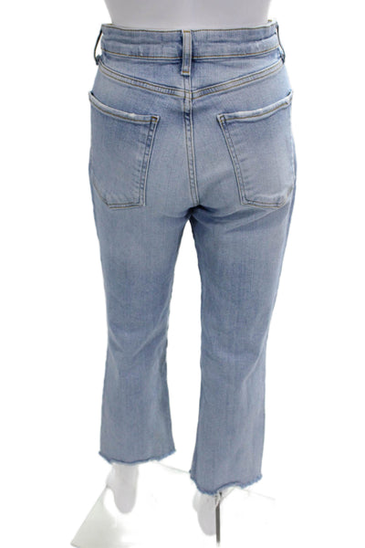 Zara Women Cropped Straight Light Blue High Rise Jeans Size 6
