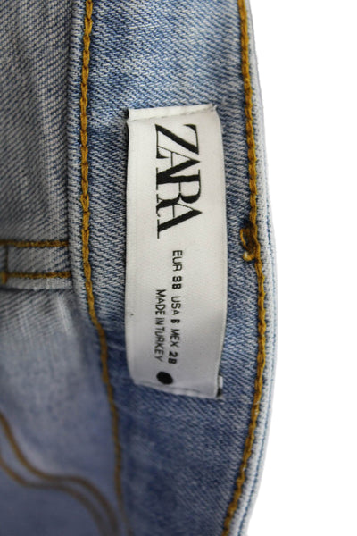 Zara Women Cropped Straight Light Blue High Rise Jeans Size 6