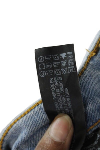 Zara Women Cropped Straight Light Blue High Rise Jeans Size 6