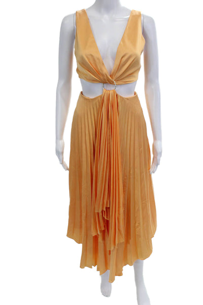 Significant Other Women Fit & Flare Sundress Orange V-Neck Sleeveless Size 2