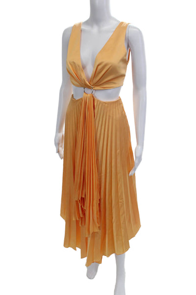 Significant Other Women Fit & Flare Sundress Orange V-Neck Sleeveless Size 2