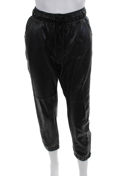 David Lerner Unisex Black Cropped Jogger Pants Drawstring Size M