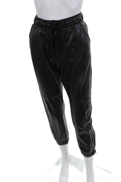 David Lerner Unisex Black Cropped Jogger Pants Drawstring Size M