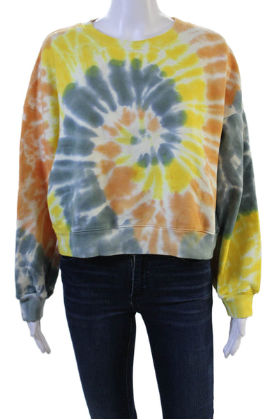 Agolde Women Pullover Sweatshirt Blue Crew Neck Long Sleeve Cotton Size M