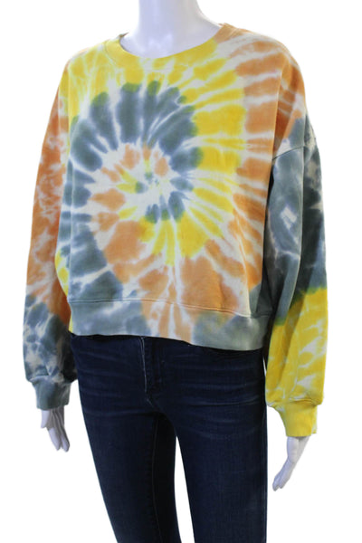 Agolde Women Pullover Sweatshirt Blue Crew Neck Long Sleeve Cotton Size M