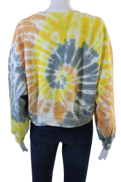 Agolde Women Pullover Sweatshirt Blue Crew Neck Long Sleeve Cotton Size M