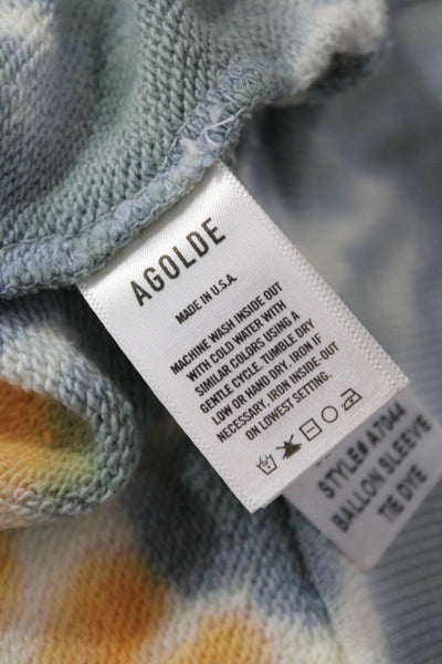 Agolde Women Pullover Sweatshirt Blue Crew Neck Long Sleeve Cotton Size M