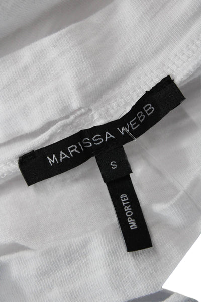 Marissa Webb Women Basic White Cotton Crew Neck Long Sleeve T-Shirt Size S