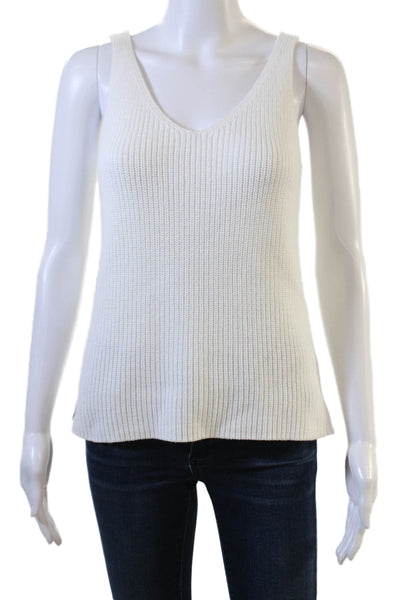 525 America Womens V-Neck Cotton Camisole White Sleeveless Size M
