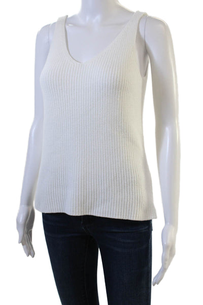 525 America Womens V-Neck Cotton Camisole White Sleeveless Size M