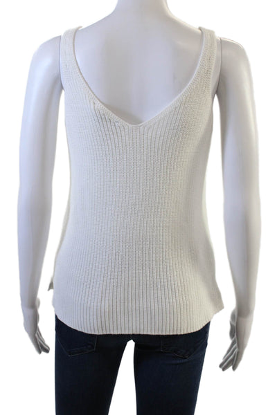 525 America Womens V-Neck Cotton Camisole White Sleeveless Size M