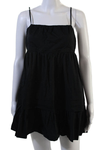 Ramy Brook, Women Sundress Black Square Neck Sleeveless Cotton Spandex Size S