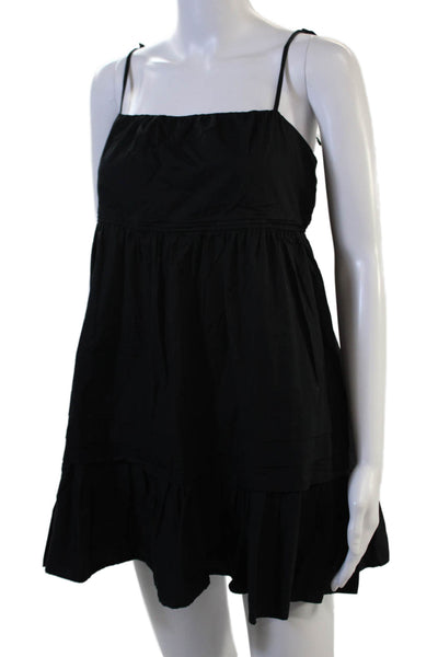 Ramy Brook, Women Sundress Black Square Neck Sleeveless Cotton Spandex Size S