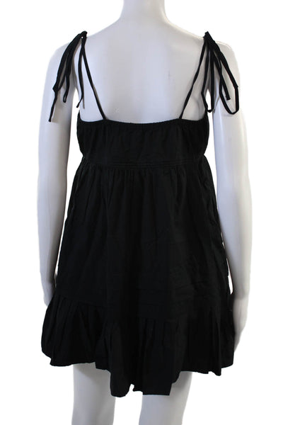Ramy Brook, Women Sundress Black Square Neck Sleeveless Cotton Spandex Size S