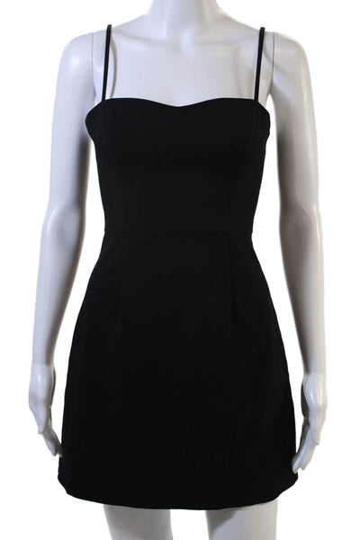 French Connection Women Black Fit & Flare Mini Dress 100% Cotton Size 4