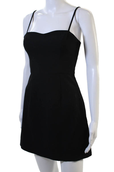 French Connection Women Black Fit & Flare Mini Dress 100% Cotton Size 4