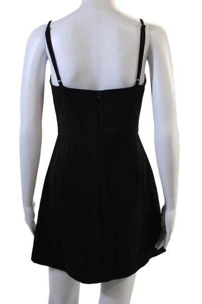 French Connection Women Black Fit & Flare Mini Dress 100% Cotton Size 4
