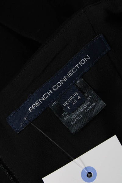 French Connection Women Black Fit & Flare Mini Dress 100% Cotton Size 4