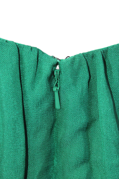 Jay Godfrey, Women, Trapeze Swing Green Silk High Neck Mini Dress, Size 2