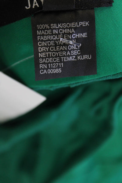 Jay Godfrey, Women, Trapeze Swing Green Silk High Neck Mini Dress, Size 2
