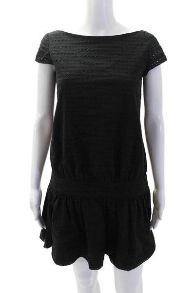 Jay Godfrey, Women, Blouson Mini Dress Black Short Sleeve Knee-Length Size 4