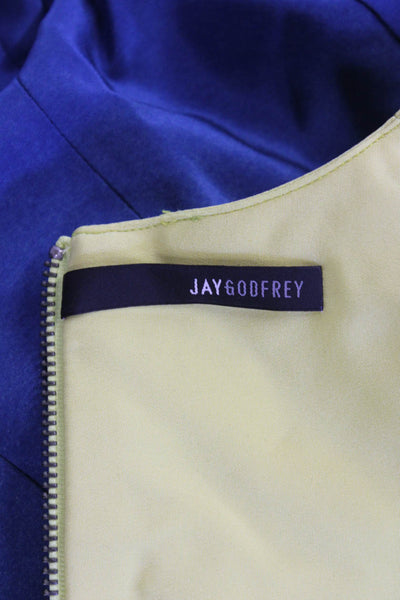 Jay Godfrey Women Sheath Dress Yellow Short Sleeve Crew Neck Zip Size 2