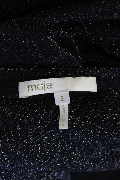 Maje Womens Pullover Sweater Black Round Neck Long Sleeve Size 2