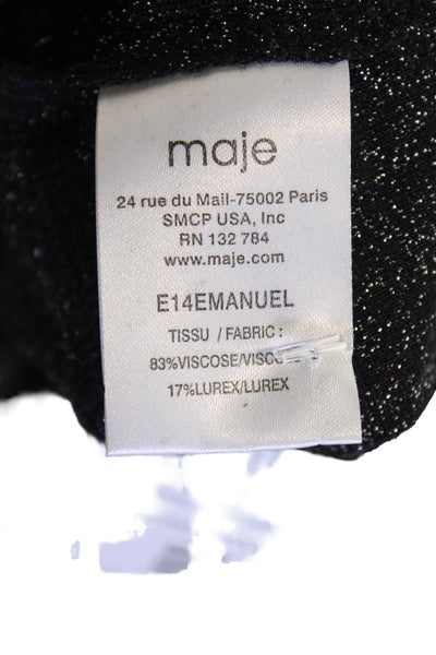 Maje Womens Pullover Sweater Black Round Neck Long Sleeve Size 2